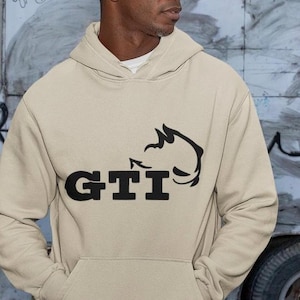 Gti Hoodie Minimalist Car Enthusiast Sweatshirt Design Midweight Fleece Pullover Comfort Automotive Casual Wear Style Relaxed Fit Pouch