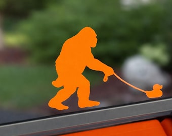 Bigfoot Rubber Duck Vinyl Decal Funny Sticker Outdoor Humor Car Window Laptop Decoration Adventure Vehicle Sasquatch Accessory Nature Gift