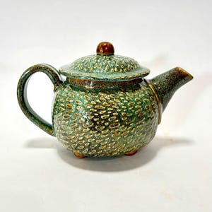 Handmade Teal-Green Textured Teapot | Artisan Stoneware Teapot with Lid | Rustic Ceramic Tea Pot | Unique Pottery Gift