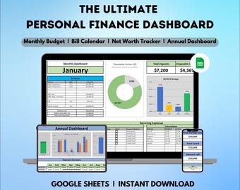 Google Sheet Budget, Google Budget Spreadsheet, Finance Dashboard, Financial Planning Spreadsheet, Digital Finance Planner, Money Management