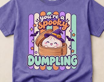 Comfort Colors® Kids Halloween Shirt, Spooky Dumpling Tee, Girls Halloween Shirt, Kawaii Halloween Youth Tee, Cute Trick or Treat Shirt