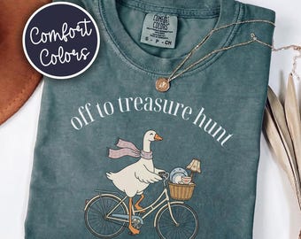Off To Treasure Hunt Comfort Colors® Shirt, Thrifting Lover Tee, Retro Antiquing T-Shirt, Cottagecore Thrifter Shirt, Grandmacore Gift