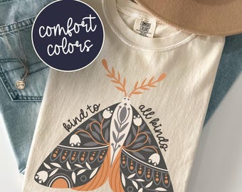 Comfort Colors Vintage Moth Shirt, Kind To All, Nature Lover Tee