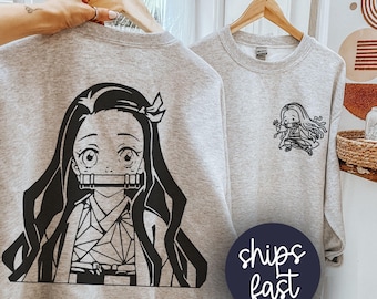 Nezuko Demon Slayer Sweatshirt, Kawaii Anime Crewneck Manga Gift