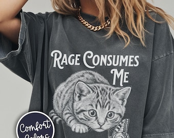 Comfort Colors Vintage Cat Shirt, Funny Sarcastic Kitten Graphic Tee