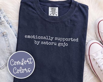 Comfort Colors Satoru Gojo Shirt – Jujutsu Kaisen Tee, Anime Lover Gift, JJK Fan Shirt, Emotionally Supported By Satoru Anime Graphic Tee