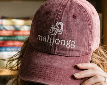 Mahjong Embroidered Vintage Hat, Mah Jongg Lover Gift For Mahjongg Players, Game Night Baseball Hat For Mahj Enthusiasts, Mahjong Merch Gift