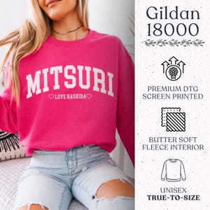 Mitsuri Kanroji Sweatshirt, Demon Anime Slayer Crewneck, Love Hashira Pullover, DS Premiere Outfit, Demon Slay Anime Lover gift Bild 3