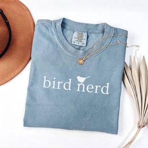 Comfort Colors Bird Nerd Shirt: Bird Watching Gift for Nature Lovers Blue Jean