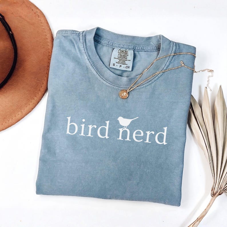 Comfort Colors Bird Nerd Shirt: Bird Watching Gift for Nature Lovers Blue Jean
