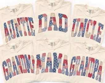 Faux Patchwork 4th Of July Family Shirts, Patriotic 250th Anniversary Celebration T-Shirts, Fourth Of July Family Matching Shirts,