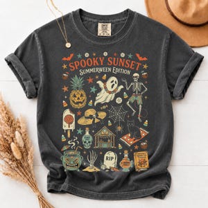 Vintage Summerween Comfort Colors® Shirt, Retro y2k Halloween Tee, Spooky Summer Aesthetic Graphic Tee, Spooky Beach Goth Tee Pepper