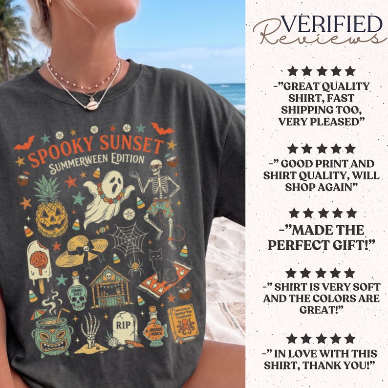 Vintage Summerween Comfort Colors® Shirt, Retro y2k Halloween Tee, Spooky Summer Aesthetic Graphic Tee, Spooky Beach Goth Tee image 4