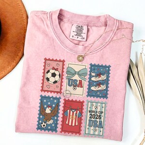 Retro USA World Cup 2026 Shirt, Coquette Soccer Fan Tee, Women's Gameday Top, Sideline Soccer Season T-Shirt, Sports Mom Gift Blossom