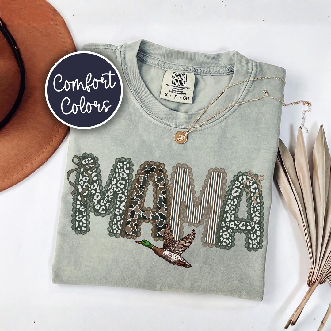 Comfort Colors® Duck Hunting Mama Shirt, Preppy Camo Mama Tee, Camouflage Mama Graphic Tee