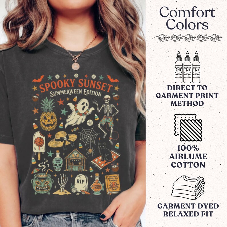 Vintage Summerween Comfort Colors® Shirt, Retro y2k Halloween Tee, Spooky Summer Aesthetic Graphic Tee, Spooky Beach Goth Tee image 5