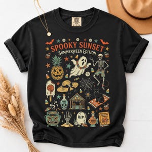 Vintage Summerween Comfort Colors® Shirt, Retro y2k Halloween Tee, Spooky Summer Aesthetic Graphic Tee, Spooky Beach Goth Tee Black