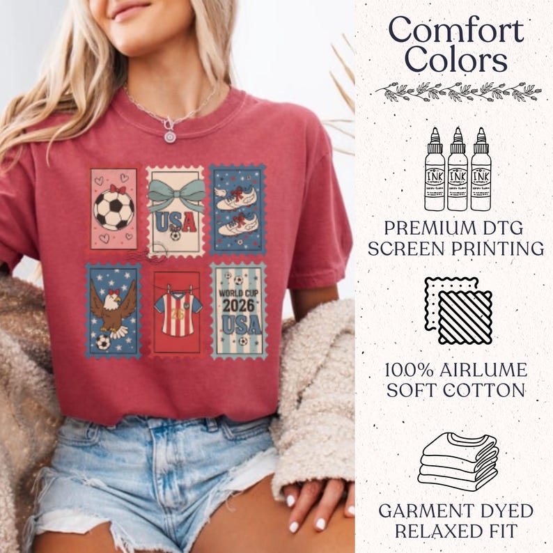 Retro USA World Cup 2026 Shirt, Coquette Soccer Fan Tee, Women's Gameday Top, Sideline Soccer Season T-Shirt, Sports Mom Gift bild 10