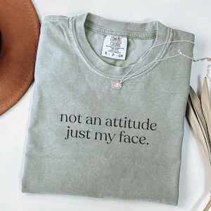 Comfort Colors® Its Not An Attitude Its Just My Face Sarcastic Funny Mood Shirt, Resting Face Tee Gag Gift, Funny RBF T-Shirt Bay