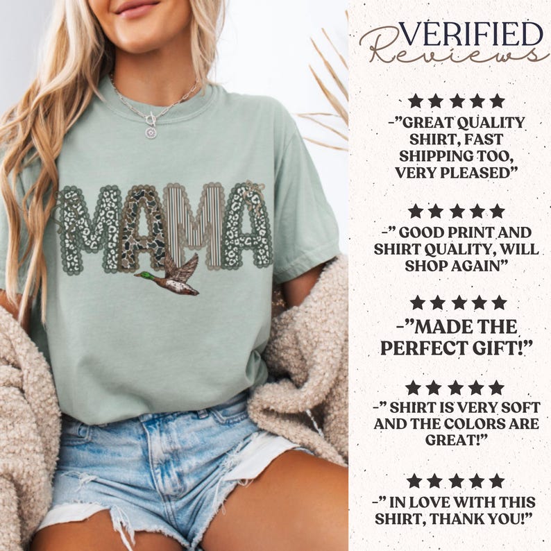 Chemise maman chasse au canard Comfort Colors®, t-shirt maman camouflage preppy, t-shirt graphique maman camouflage, cadeau de fête des mères pour l'extérieur, t-shirt maman rétro image 6