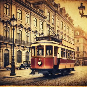 Impressão artística do bonde de Nova Orleans - Download de arte digital