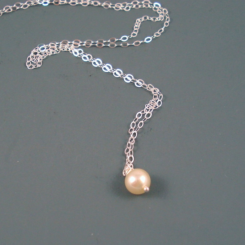 Malorca Pearl Necklace with Vintage Solitaire 6MM Malorca Pearl and Sterling Silver Chain image 1