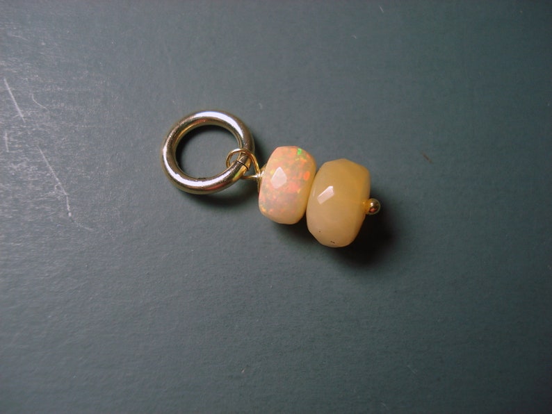 Two Opal Charm, One 5.5MM and One 6.5MM On 6MM Gold Fill Ring6 image 2