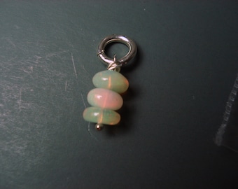 Opal Charm, Three 5MM Fire Opals On 5MM Sterling Silver Ring (#3)