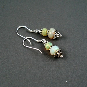 Opal Earrings with Sterling Silver Hook Wires, Oxidized Silver Beads and Colorful Ethiopian Opals image 2