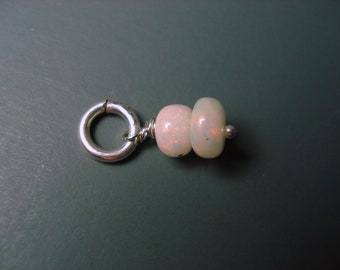 Opal Charm, Two Opals One 6MM and One 4.5MM On 5MM Sterling Silver Ring (#4)