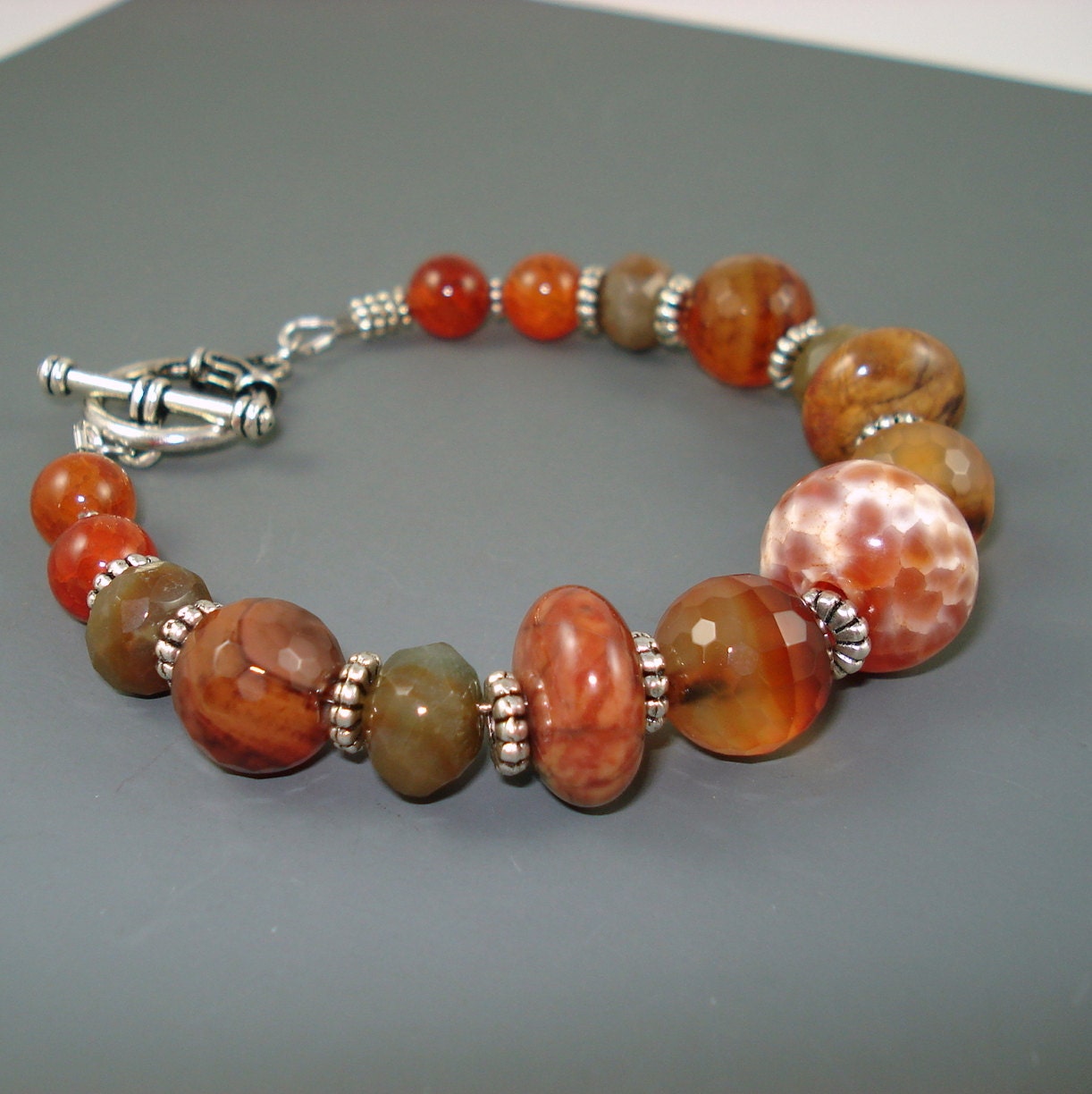 Agate Bracelet Mix of Agate in Rust and Earthtones Chucky - Etsy