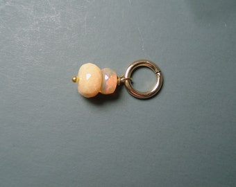 Two Opal Charm, One 4MM and One 6MM On 6MM Gold Fill Ring(#5)