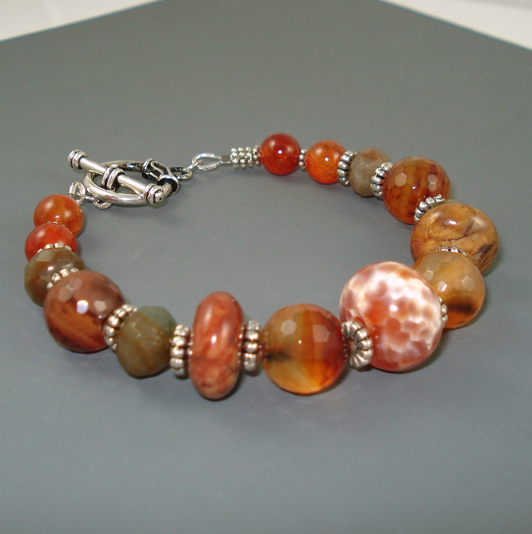 Agate Bracelet Mix of Agate in Rust and Earthtones Chucky - Etsy