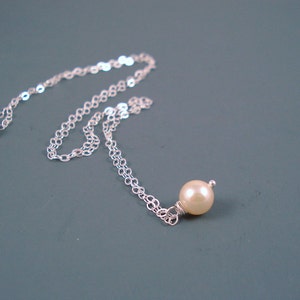 Malorca Pearl Necklace with Vintage Solitaire 6MM Malorca Pearl and Sterling Silver Chain image 4