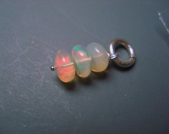 Opal Charm, Three 6MM Fire Opals On 5MM Sterling Silver Ring (#2)