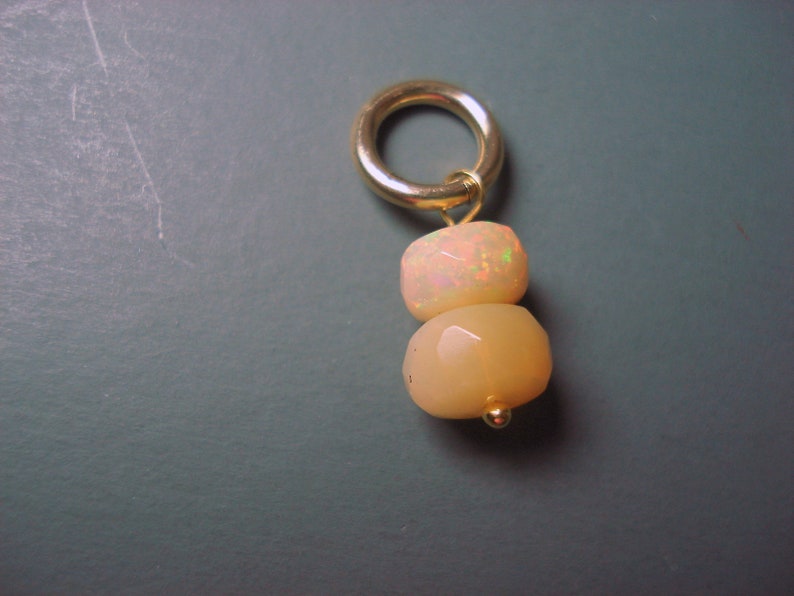 Two Opal Charm, One 5.5MM and One 6.5MM On 6MM Gold Fill Ring6 image 1