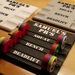 Personalized Miniature Barbell Set: Gym PR Tracker Gift