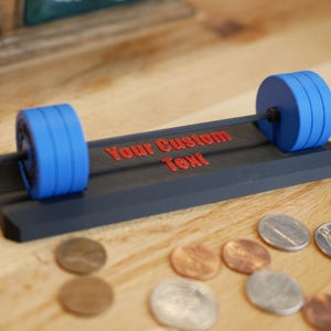 Miniature Barbell w/ Weight Plates and Fully Customizable Stand: Track PR&#39;s | Personalizable Gift for Gym Goers and Fitness Enthusiasts