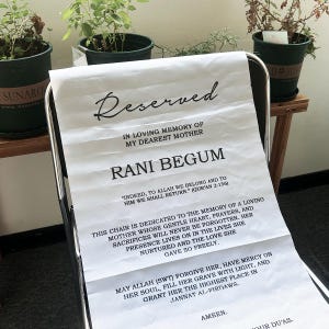 Personalized Reserved Wedding Memorial Chair Sign – Custom Fabric Sign In Memory of Loved Ones, Wedding Chair Banner, Memorial Wedding Sign