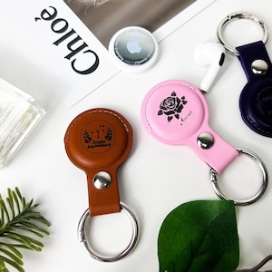 AirTag Leather Case | Personalized AirTag Holder | Durable Keychain for AirTag | Personalized AirTag Accessory | Gift for Pet Lovers, ID Tag