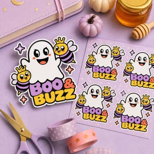 Illustration d'Halloween Boo & Buzz Ghost Bumblebee (Téléchargement numérique)