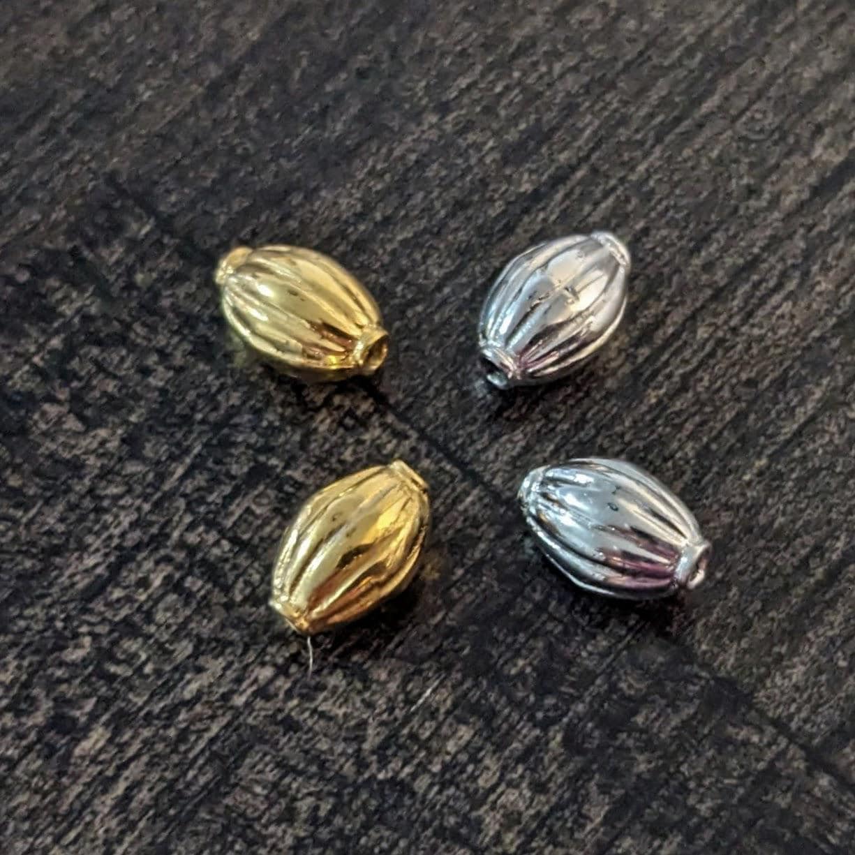 EXTRA 10% off! Bali Oval Melon Beads in BRIGHT Sterling Silver ONLY, 8.3mm x 5.3mm (1mm hole)