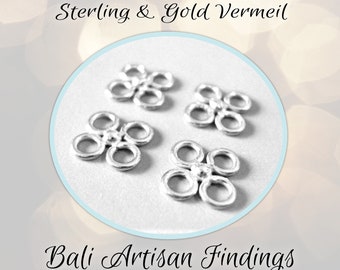 CLOSING SHOP Bali 4-Leaf Clover Shamrock Links Sterling Silver, 8mm x 8mm