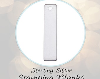 CLOSING SHOP Sterling Silver Stamping Blanks, 24 gauge, RECTANGLE with 1 hole hole (0.9mm wide), 1-1/4" x 1/4"