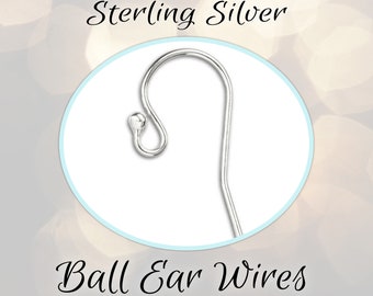 CLOSING SHOP Ball Ear Wires Sterling Silver, 21 gauge, 20mm x 11mm, sold by the pair