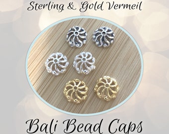 CLOSING SHOP Bali Swirl Bead Caps Artisan-made supplies, 5mm x 10mm, 0.9mm hole, set of 2 pieces