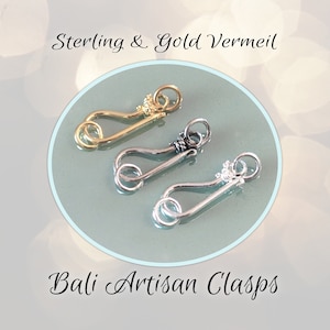 SHOP CLOSING! Bali Ornate Hook Clasp Sterling or Gold Vermeil, 18.5mm long