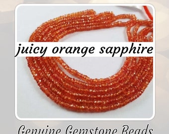 GEM SALE! AAA grade Juicy Orange Sapphire Faceted Rondelles - Choose a Size