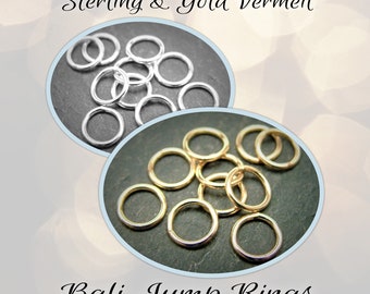 CLOSING SHOP Set of 10, 6mm or 7mm Bali Closed Round Jump Rings Sterling Silver or Gold Vermeil, 18-20 gauge, choose a size