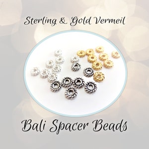 CLOSING SHOP Set of 10, Bali Rope Twist Spacer Beads, 4.9mm x 1.2mm (1.5mm hole), Choose Bright or Oxidized Sterling or Gold Vermeil